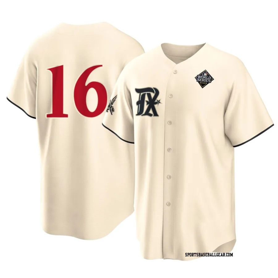 Casey Cook Men's Texas Rangers Cream Replica 2023 City Connect 2023 World Series Jersey