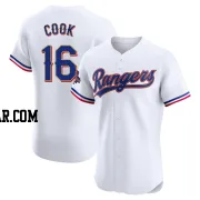 Casey Cook Men's Texas Rangers Gold Elite White 2024 Collection Jersey
