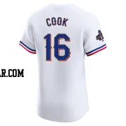 Casey Cook Men's Texas Rangers Gold Elite White 2024 Collection Jersey