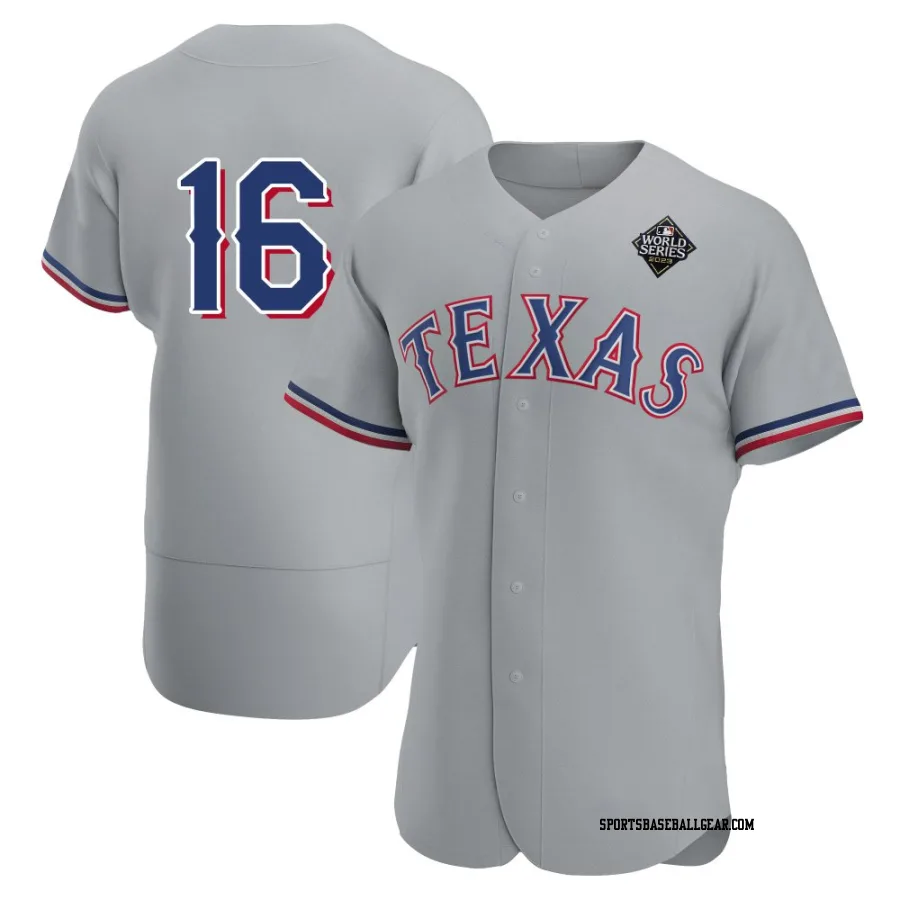 Casey Cook Men's Texas Rangers Gray Authentic Road 2023 World Series Jersey