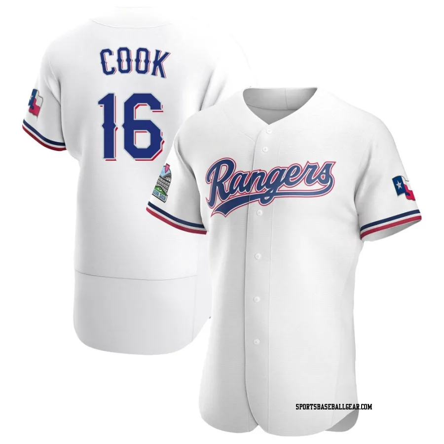 Casey Cook Men's Texas Rangers White Authentic Home Jersey