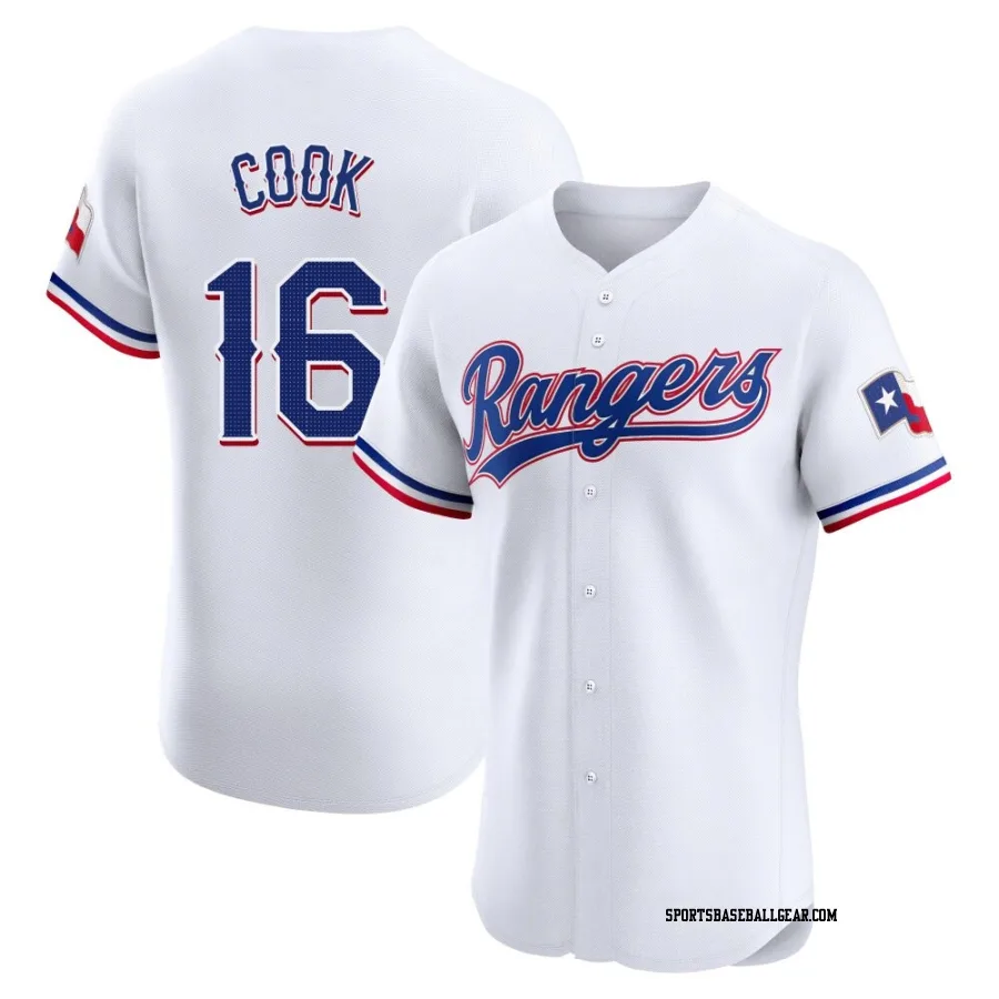 Casey Cook Men's Texas Rangers White Elite Home Jersey
