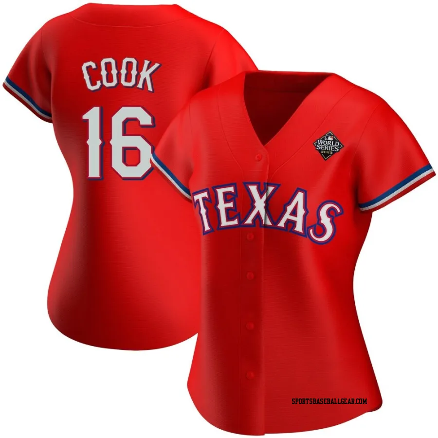 Casey Cook Women's Texas Rangers Red Authentic Alternate 2023 World Series Jersey