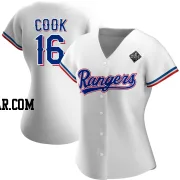 Casey Cook Women's Texas Rangers White Replica Home 2023 World Series Jersey