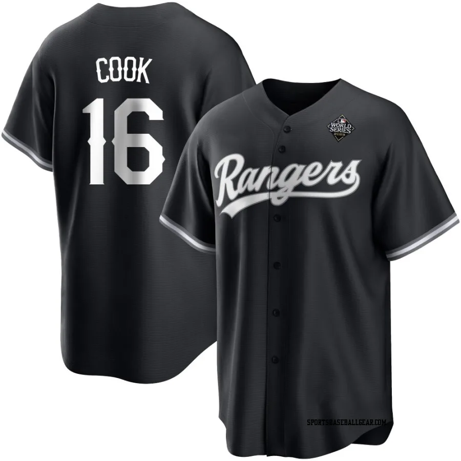 Casey Cook Youth Texas Rangers White Replica Black 2023 World Series Jersey