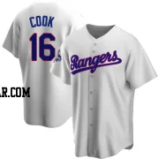 Casey Cook Youth Texas Rangers White Replica Home Cooperstown Collection 2023 World Series Champions Jersey