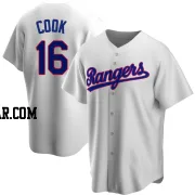 Casey Cook Youth Texas Rangers White Replica Home Cooperstown Collection Jersey