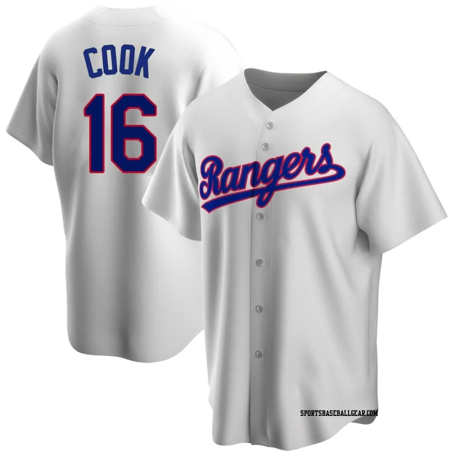 Casey Cook Youth Texas Rangers White Replica Home Cooperstown Collection Jersey