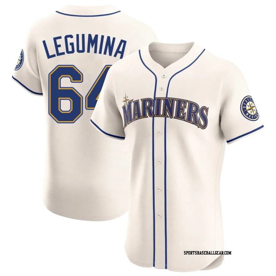 Casey Legumina Men's Seattle Mariners Cream Elite Alternate Jersey
