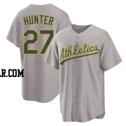 Catfish Hunter Men's Oakland Athletics Gray Replica Away 2.0 Jersey