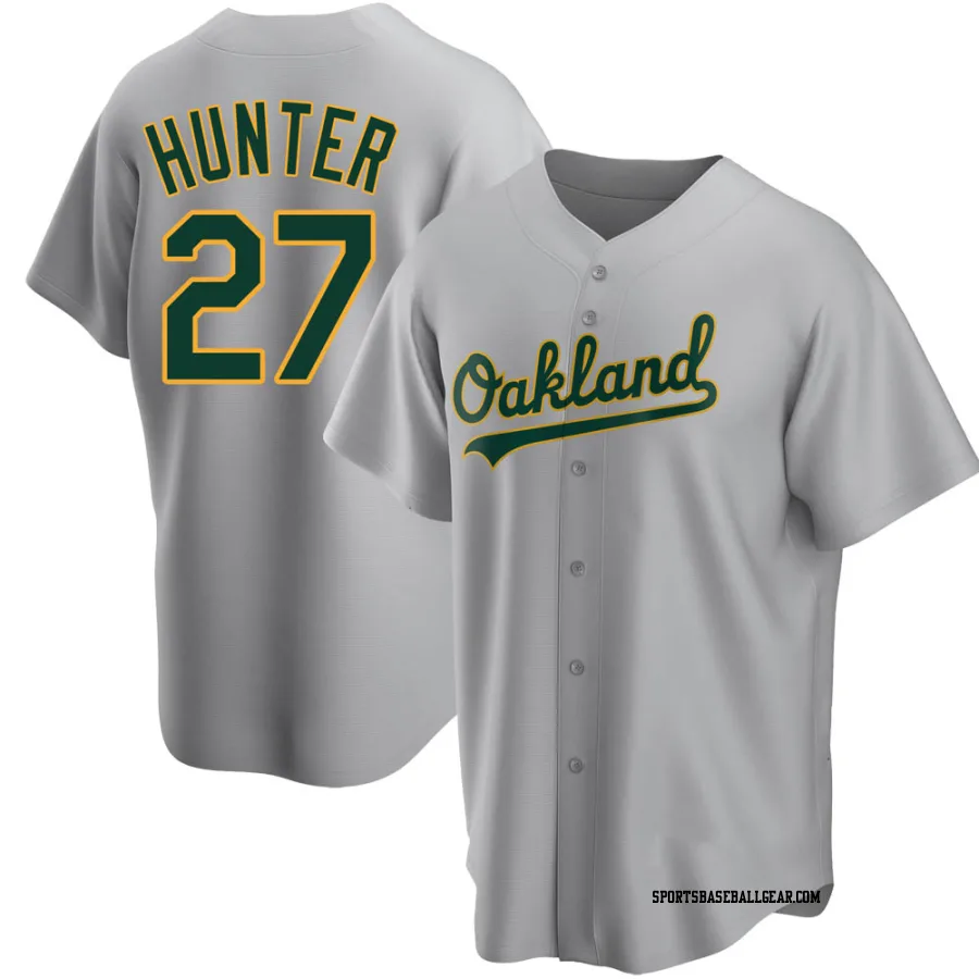 Catfish Hunter Men's Oakland Athletics Gray Replica Road Jersey