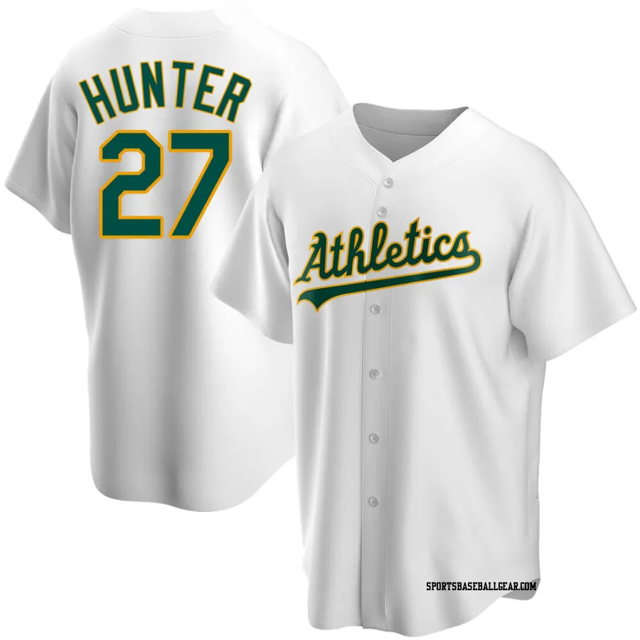 Catfish Hunter Men's Oakland Athletics White Replica Home Jersey