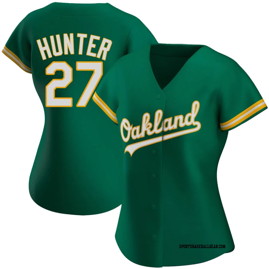 Catfish Hunter Women's Oakland Athletics Green Replica Kelly Alternate Jersey