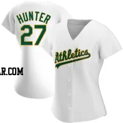 Catfish Hunter Women's Oakland Athletics White Replica Home Jersey