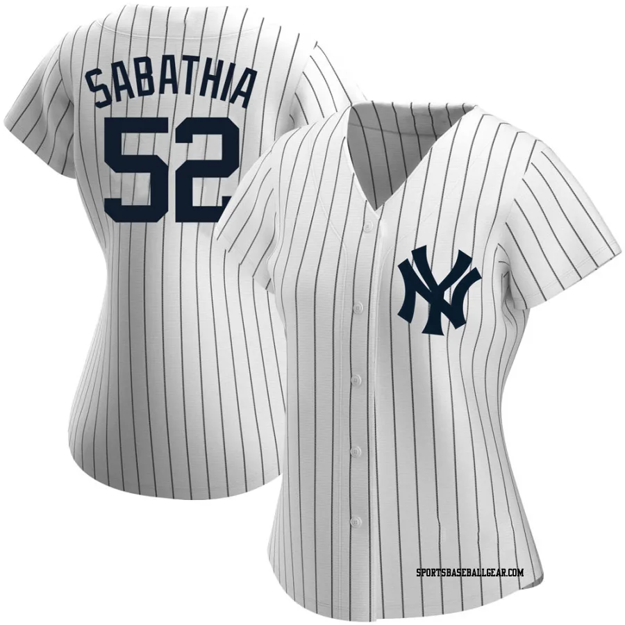 CC Sabathia Women's New York Yankees White Authentic Home Name Jersey