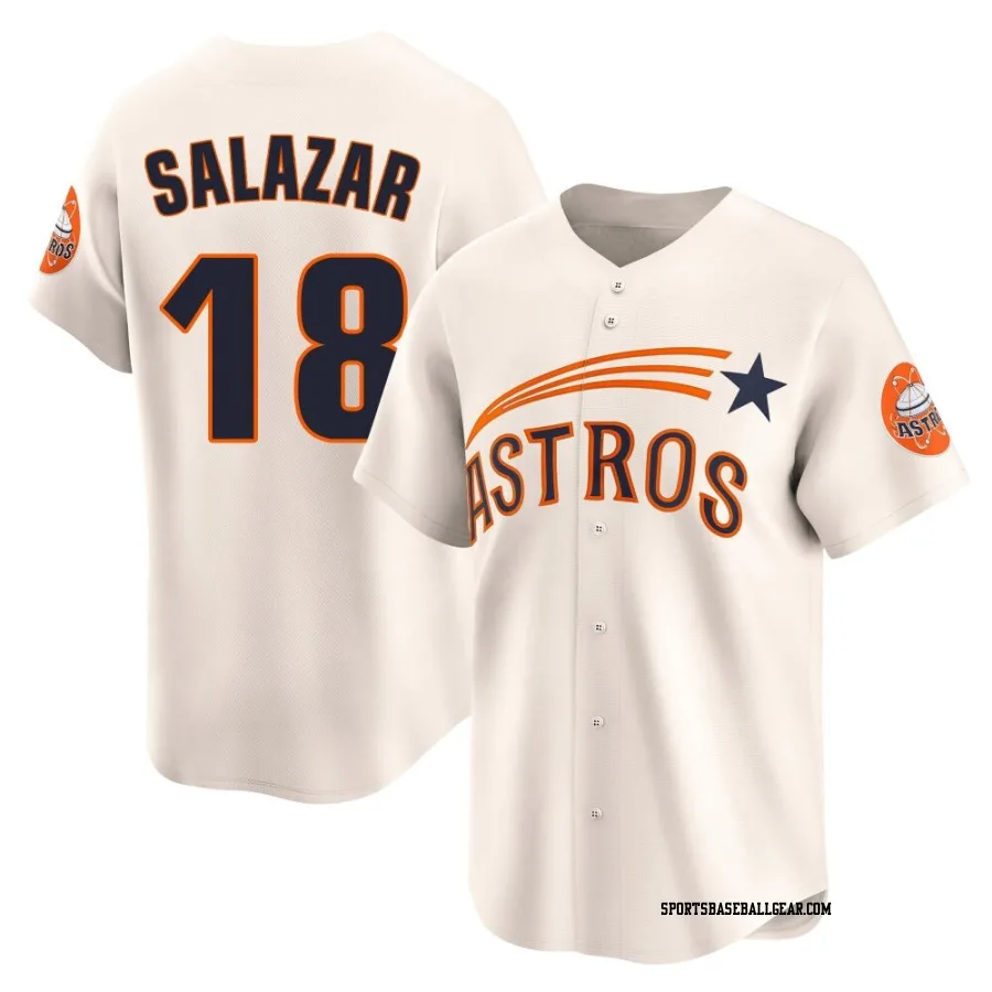 Cesar Salazar Men's Houston Astros Cream Limited Throwback Cooperstown Collection Jersey