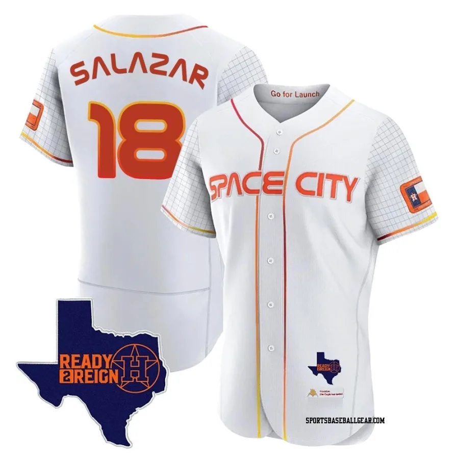 Cesar Salazar Men's Houston Astros White Authentic 2023 Space City Ready 2 Reign Flex Base Jersey