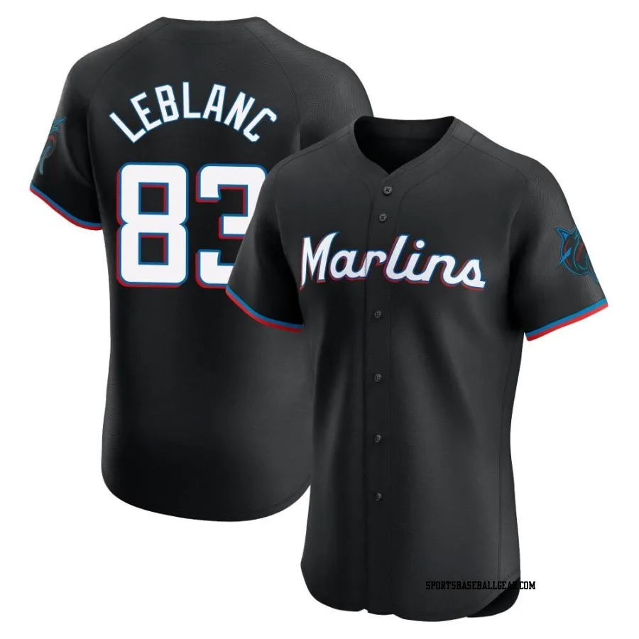Charles Leblanc Men's Miami Marlins Black Elite Alternate Vapor Premier Jersey
