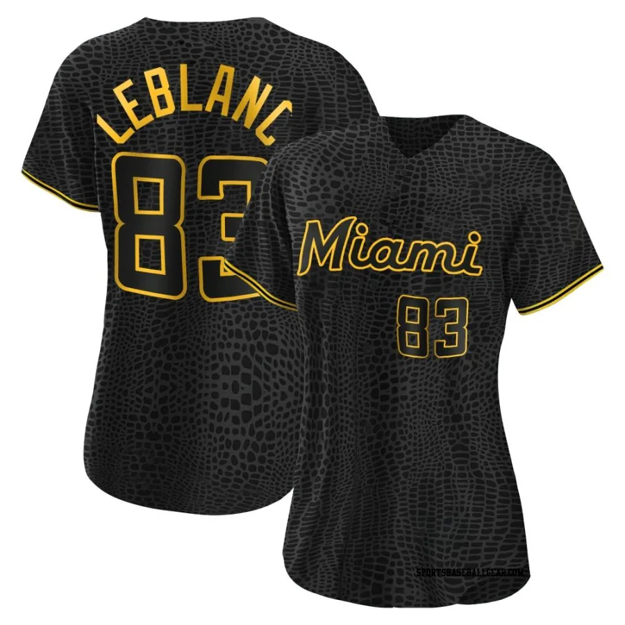 Charles Leblanc Women's Miami Marlins Black Replica Snake Skin City Jersey