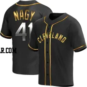 Charles Nagy Men's Cleveland Guardians Black Golden Replica Alternate Jersey