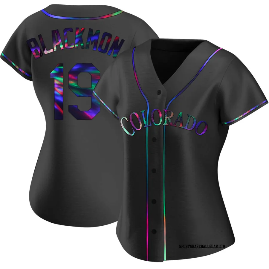 Charlie Blackmon Women's Colorado Rockies Black Holographic Replica Alternate Jersey