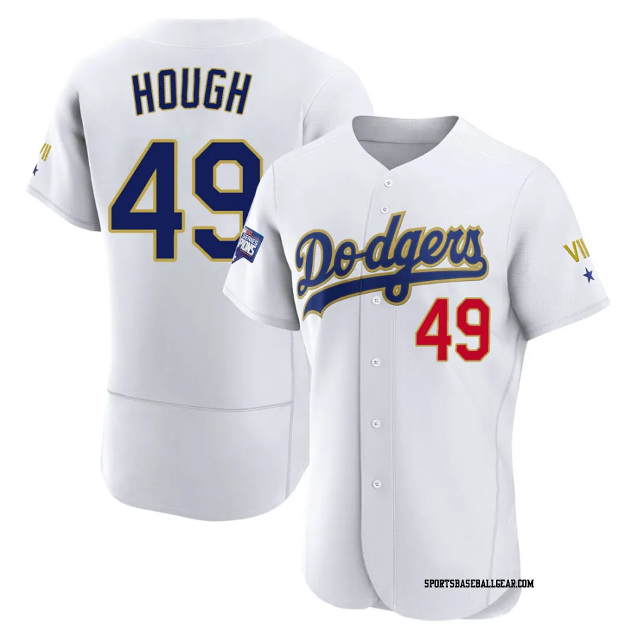 Charlie Hough Men's Los Angeles Dodgers White/Gold Authentic 2021 Gold Program Player Jersey