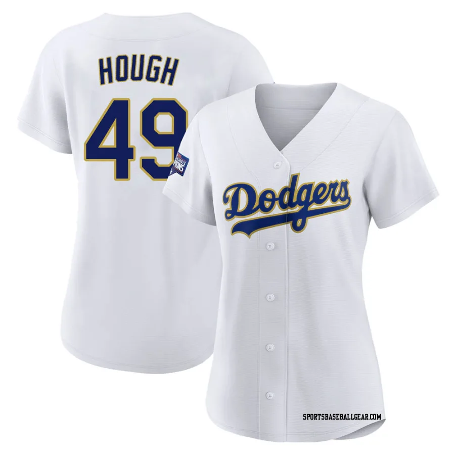 Charlie Hough Women's Los Angeles Dodgers White/Gold Authentic 2021 Gold Program Player Jersey