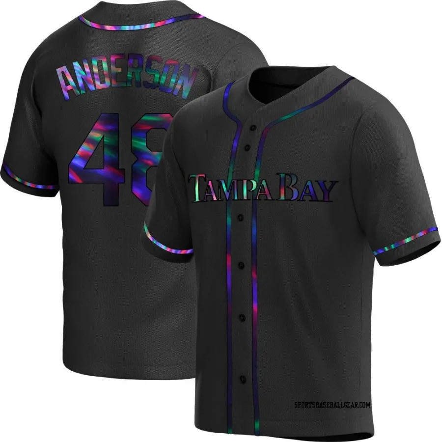 Chase Anderson Men's Tampa Bay Rays Black Holographic Replica Alternate Jersey