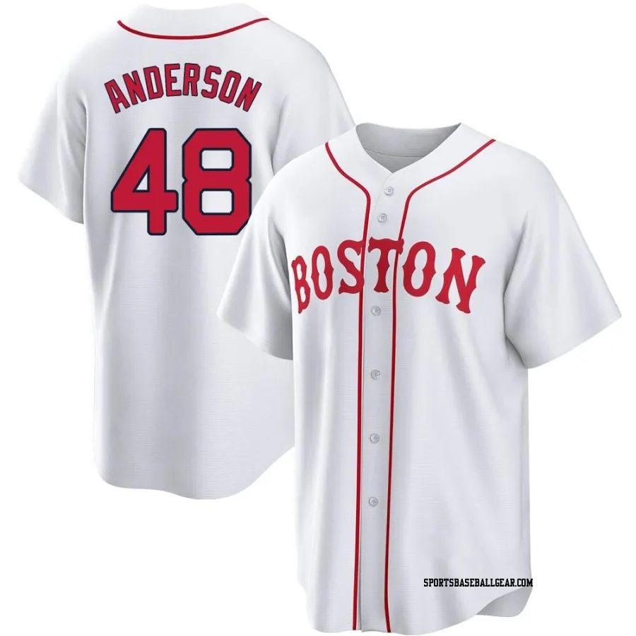Chase Anderson Youth Boston Red Sox White Replica 2021 Patriots' Day Jersey