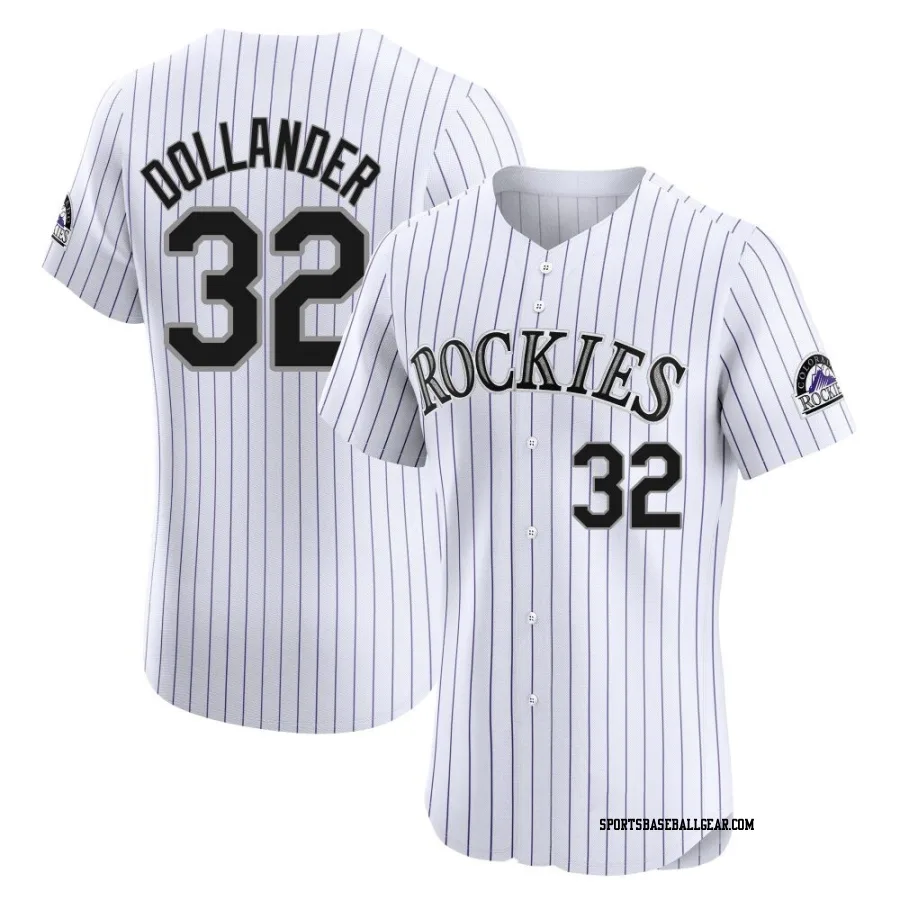 Chase Dollander Men's Colorado Rockies White Elite Home Jersey