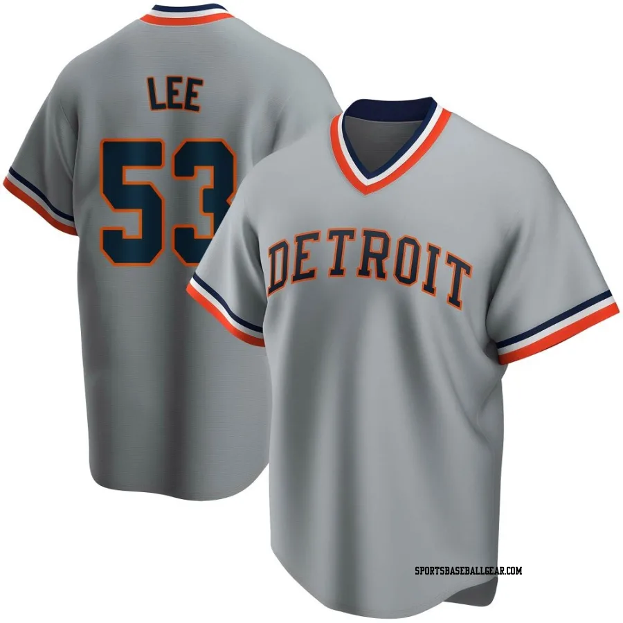 Chase Lee Men's Detroit Tigers Gray Road Cooperstown Collection Jersey