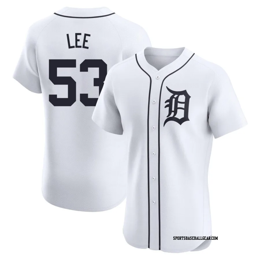 Chase Lee Men's Detroit Tigers White Elite Home Jersey