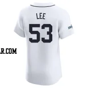 Chase Lee Men's Detroit Tigers White Elite Home Patch Jersey