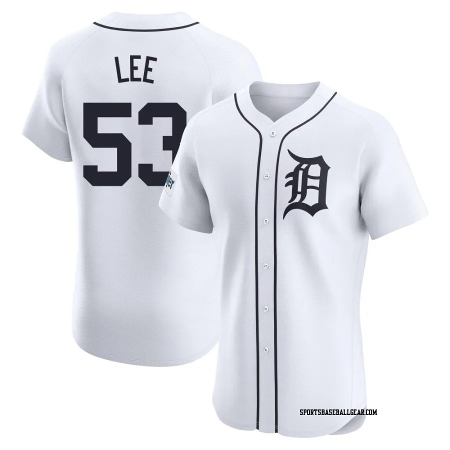 Chase Lee Men's Detroit Tigers White Elite Home Patch Jersey
