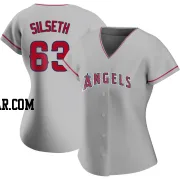 Chase Silseth Women's Los Angeles Angels Authentic Silver Road Jersey