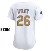 Chase Utley Women's Los Angeles Dodgers Gold Limited White 2025 Collection Jersey