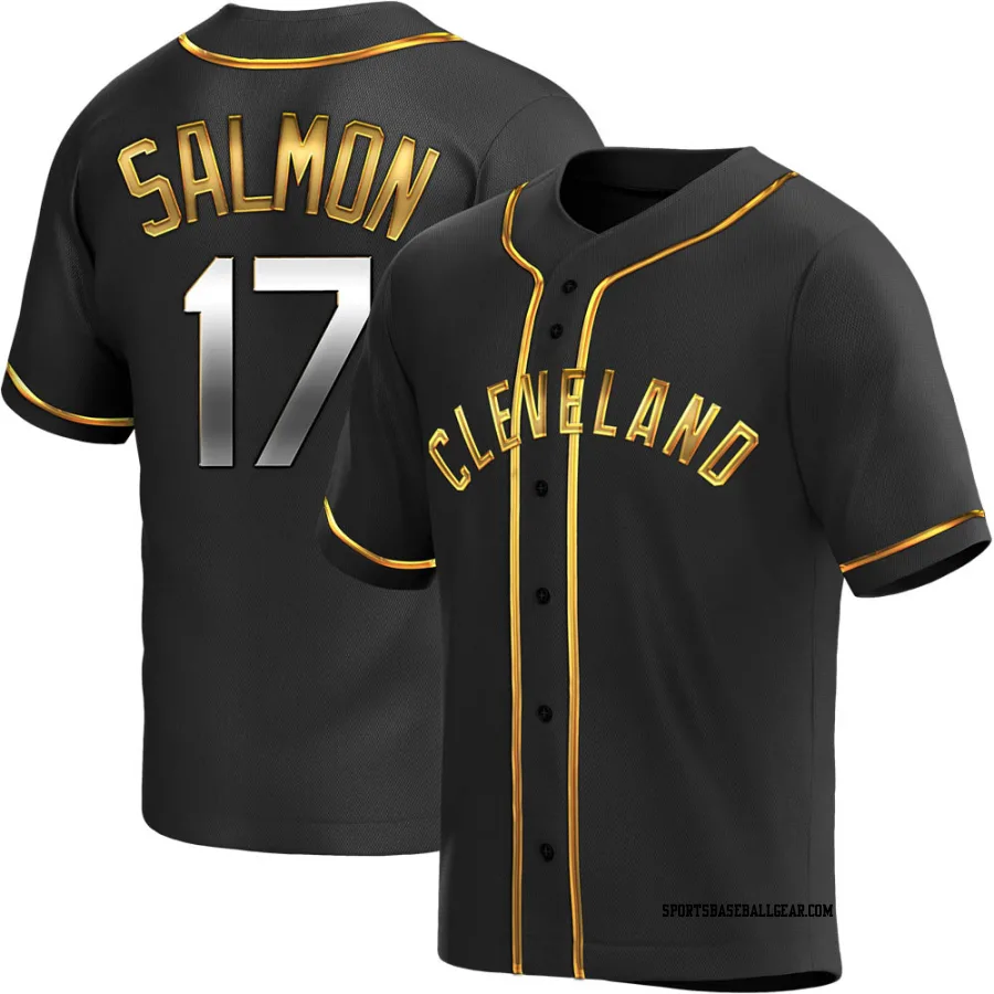 Chico Salmon Youth Cleveland Guardians Black Golden Replica Alternate Jersey
