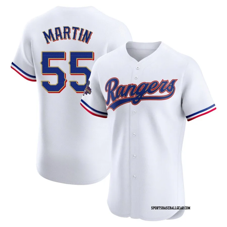 Chris Martin Men's Texas Rangers Gold Elite White 2024 Collection Jersey