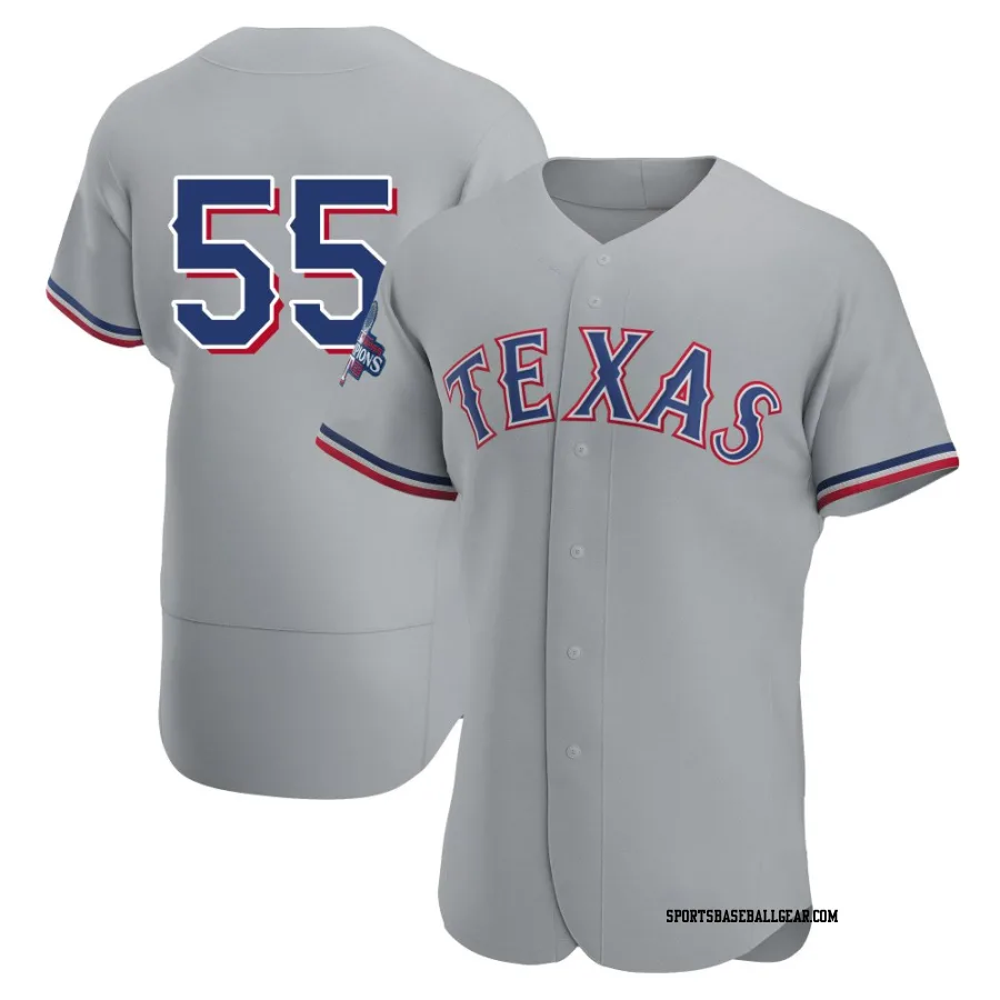 Chris Martin Men's Texas Rangers Gray Authentic Road 2023 World Series Champions Jersey