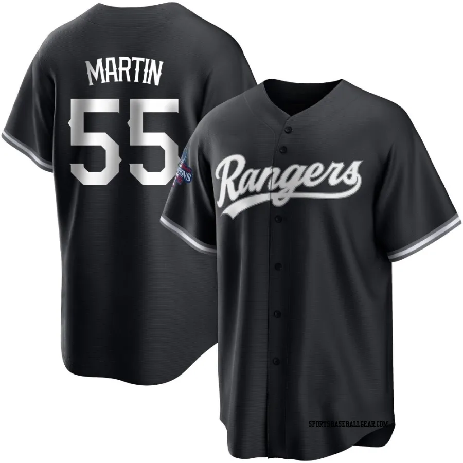 Chris Martin Men's Texas Rangers White Replica Black 2023 World Series Champions Jersey