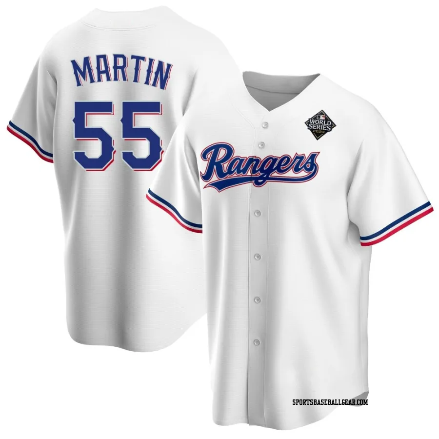 Chris Martin Men's Texas Rangers White Replica Home 2023 World Series Jersey
