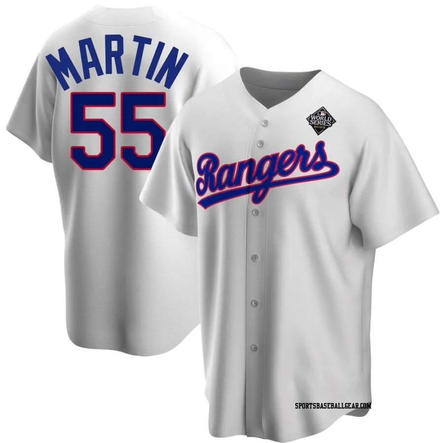 Chris Martin Men's Texas Rangers White Replica Home Cooperstown Collection 2023 World Series Jersey