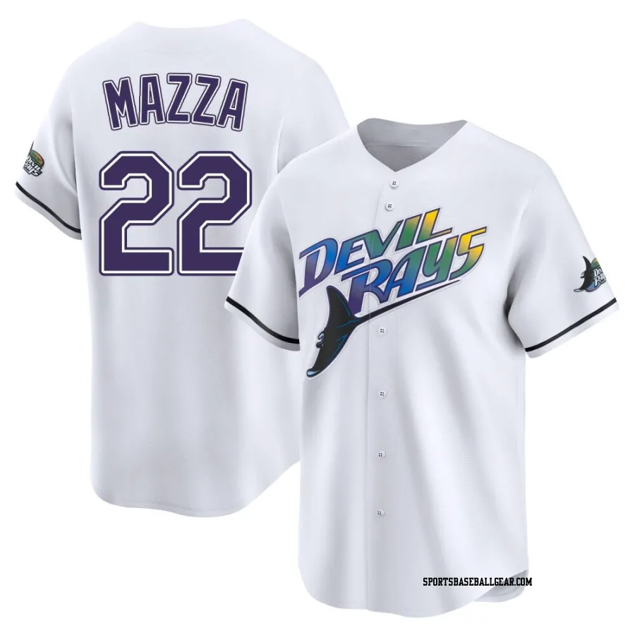 Chris Mazza Men's Tampa Bay Rays White Limited Throwback Cooperstown Jersey