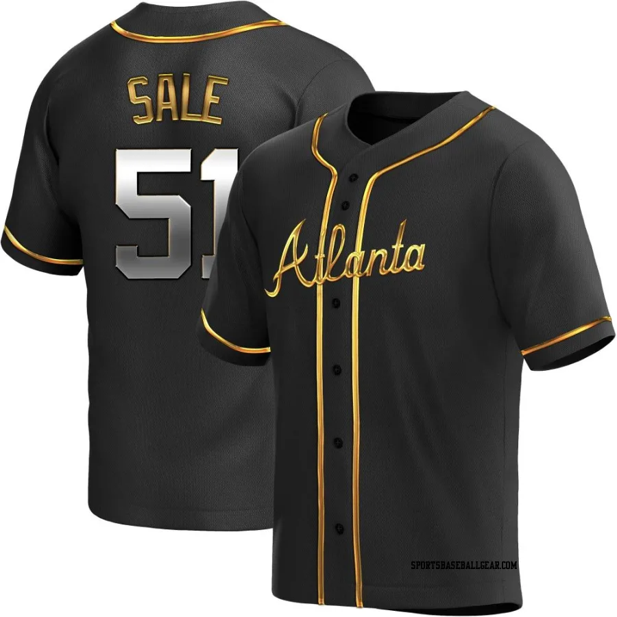 Chris Sale Men's Atlanta Braves Black Golden Replica Alternate Jersey