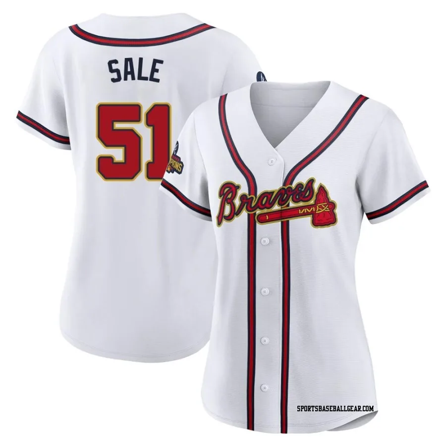 Chris Sale Women's Atlanta Braves Gold Authentic White 2022 Program Jersey