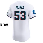 Chris Scinta Men's Miami Marlins White Elite Home Patch Jersey