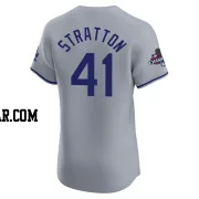 Chris Stratton Men's Los Angeles Dodgers Gray Elite Road World Series Champions Jersey