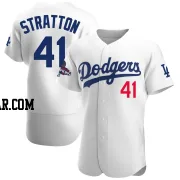 Chris Stratton Men's Los Angeles Dodgers White Authentic Home Official 2024 World Series Champions Jersey