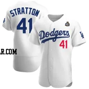 Chris Stratton Men's Los Angeles Dodgers White Authentic Home Official 2024 World Series Jersey