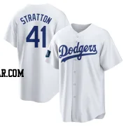 Chris Stratton Men's Los Angeles Dodgers White Replica 2024 World Tour Seoul Series Home Jersey